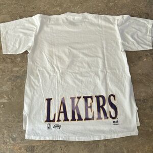 Vintage 1990s Los Angeles Lakers Pocket T-Shirt USA Made White L